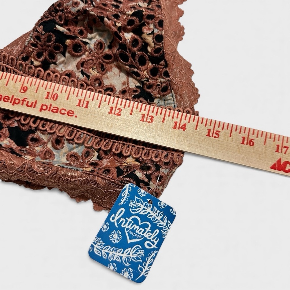 Free People Intimately Emma Soft Bra Women’s Medium Brown Embroidered Lace NWT - Picture 10 of 16